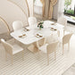 Glam Style Dinner Table Stone Rectangle Dining Room Table in White 63"L x 35.4"W x 29.5"H Without Chairs Clearhalo 'Dining Tables & Seating' 'Dining Tables' 'dining_table' 'furn' 'furn_dining_table' 'Furniture' 'Kitchen & Dining Furniture' 6852980