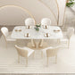 Glam Style Dinner Table Stone Rectangle Dining Room Table in White 70.9"L x 35.4"W x 29.5"H Without Chairs Clearhalo 'Dining Tables & Seating' 'Dining Tables' 'dining_table' 'furn' 'furn_dining_table' 'Furniture' 'Kitchen & Dining Furniture' 6852981