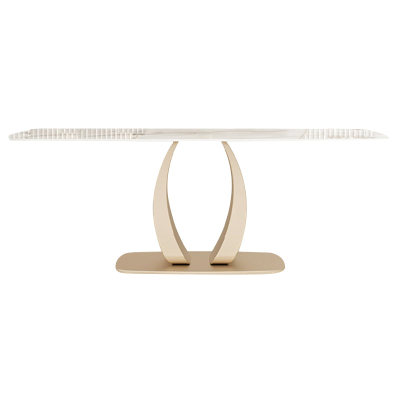 Glam Style Dinner Table Stone Rectangle Dining Room Table in White Clearhalo 'Dining Tables & Seating' 'Dining Tables' 'dining_table' 'furn' 'furn_dining_table' 'Furniture' 'Kitchen & Dining Furniture' 6852983
