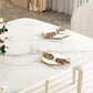 Glam Style Dinner Table Stone Rectangle Dining Room Table in White Clearhalo 'Dining Tables & Seating' 'Dining Tables' 'dining_table' 'furn' 'furn_dining_table' 'Furniture' 'Kitchen & Dining Furniture' 6852984