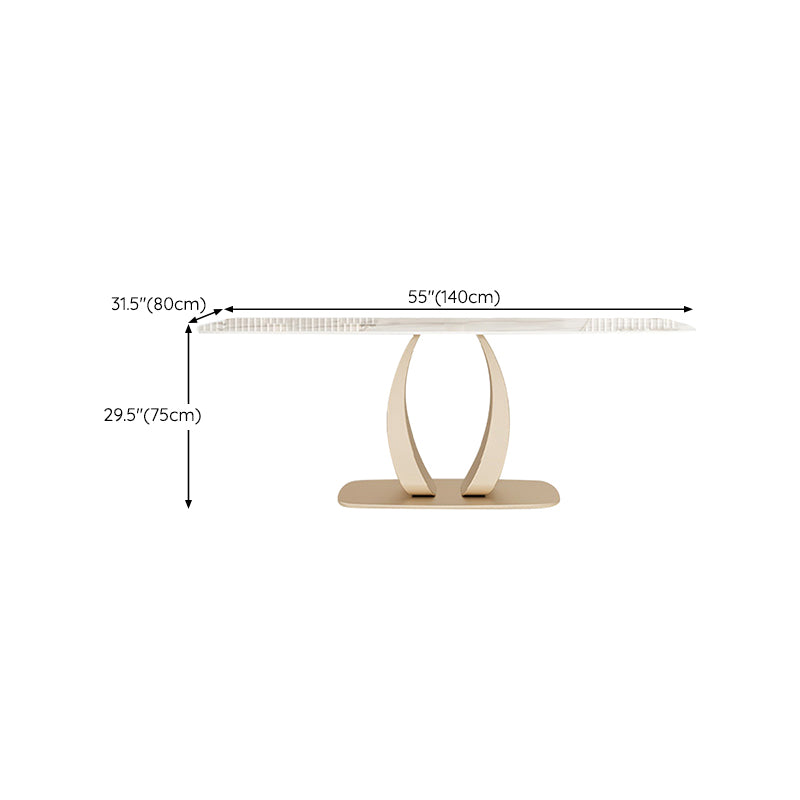 Glam Style Dinner Table Stone Rectangle Dining Room Table in White Clearhalo 'Dining Tables & Seating' 'Dining Tables' 'dining_table' 'furn' 'furn_dining_table' 'Furniture' 'Kitchen & Dining Furniture' 6852988