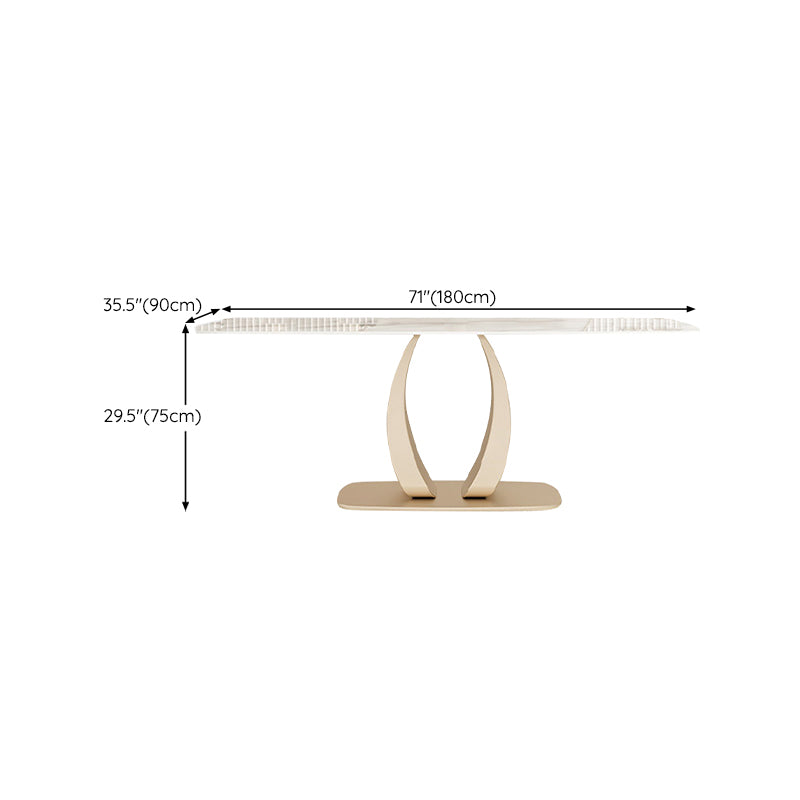 Glam Style Dinner Table Stone Rectangle Dining Room Table in White Clearhalo 'Dining Tables & Seating' 'Dining Tables' 'dining_table' 'furn' 'furn_dining_table' 'Furniture' 'Kitchen & Dining Furniture' 6852990