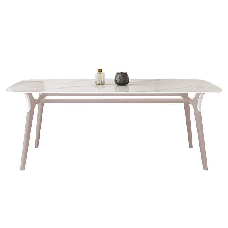 Table de salle à manger Glam Table de salle à manger rectangulaire en pierre en blanc