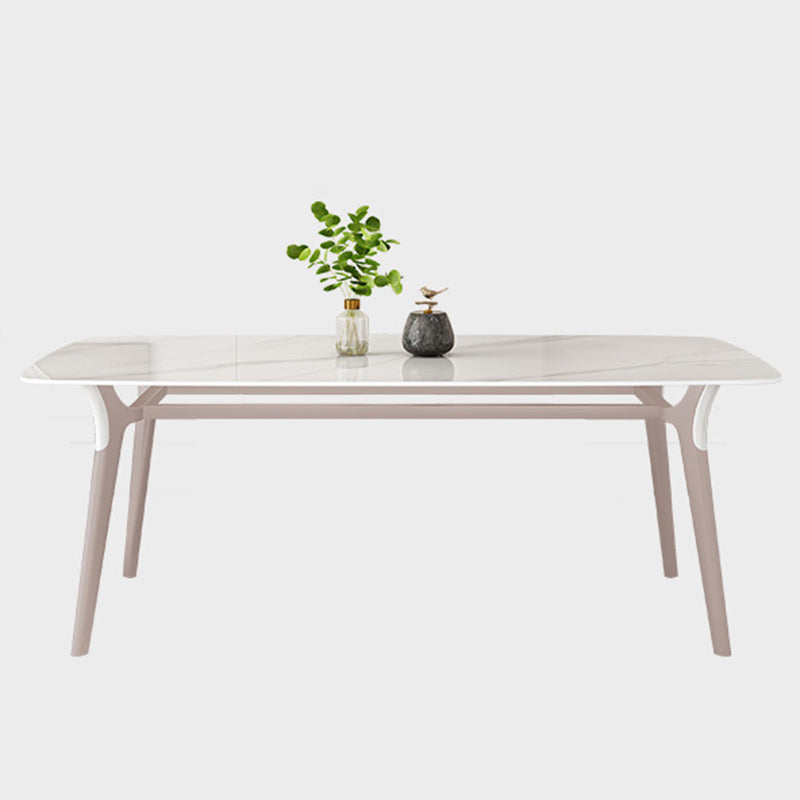Table de salle à manger Glam Table de salle à manger rectangulaire en pierre en blanc
