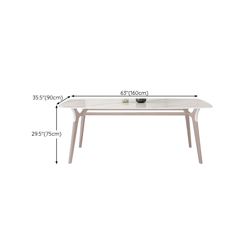 Table de salle à manger Glam Table de salle à manger rectangulaire en pierre en blanc