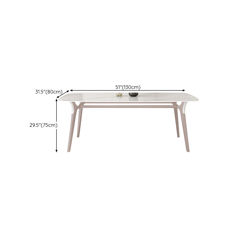 Table de salle à manger Glam Table de salle à manger rectangulaire en pierre en blanc