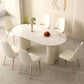 Simplicity Style Dinette Table Stone Oval Dining Room Table in White Matte White Without Chairs Clearhalo 'Dining Tables & Seating' 'Dining Tables' 'dining_table' 'furn' 'furn_dining_table' 'Furniture' 'Kitchen & Dining Furniture' 6853005