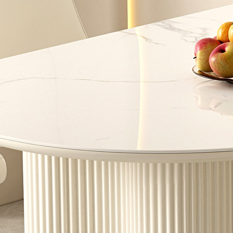 Simplicity Style Dinette Table Stone Oval Dining Room Table in White Clearhalo 'Dining Tables & Seating' 'Dining Tables' 'dining_table' 'furn' 'furn_dining_table' 'Furniture' 'Kitchen & Dining Furniture' 6853007