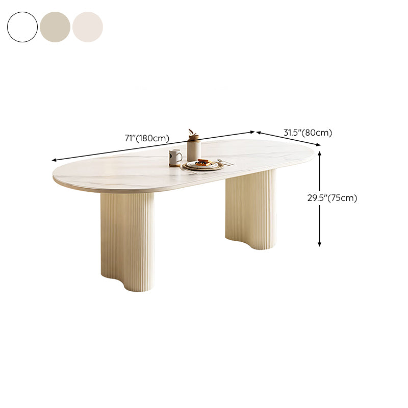 Simplicity Style Dinette Table Stone Oval Dining Room Table in White Clearhalo 'Dining Tables & Seating' 'Dining Tables' 'dining_table' 'furn' 'furn_dining_table' 'Furniture' 'Kitchen & Dining Furniture' 6853011