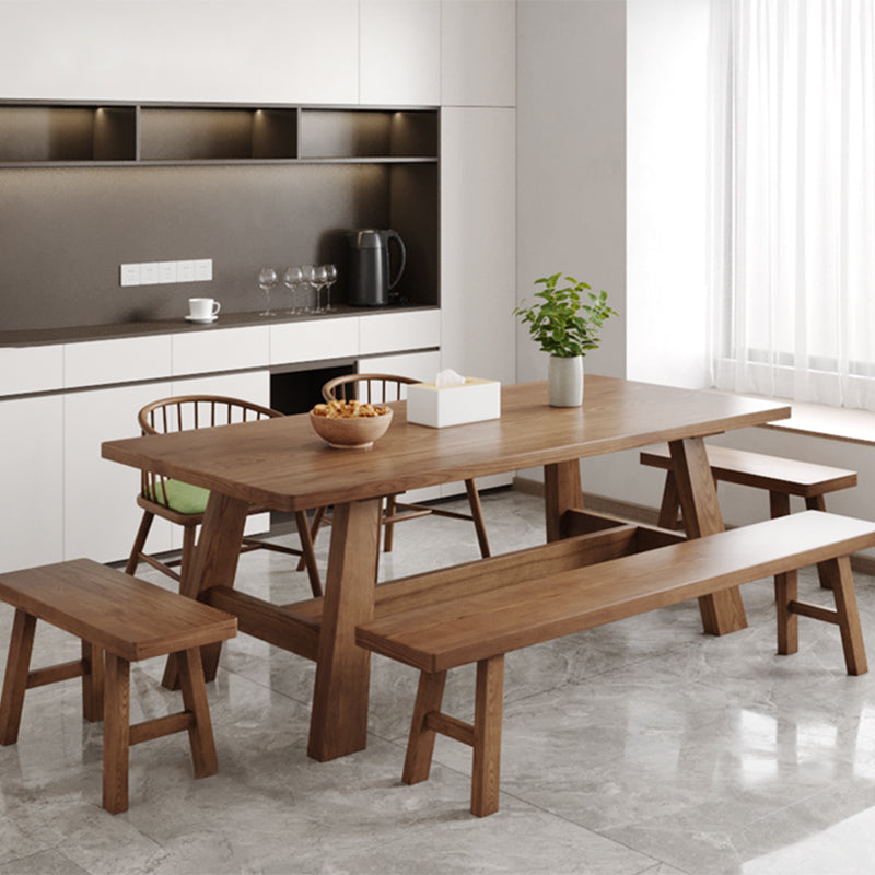 Simplicity Style Dinette Table Solid Wood Rectangle Dinner Table in Brown