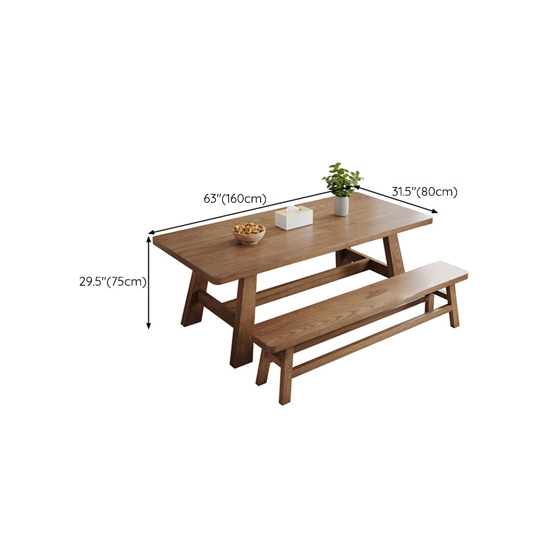 Simplicity Style Dinette Table Solid Wood Rectangle Dinner Table in Brown