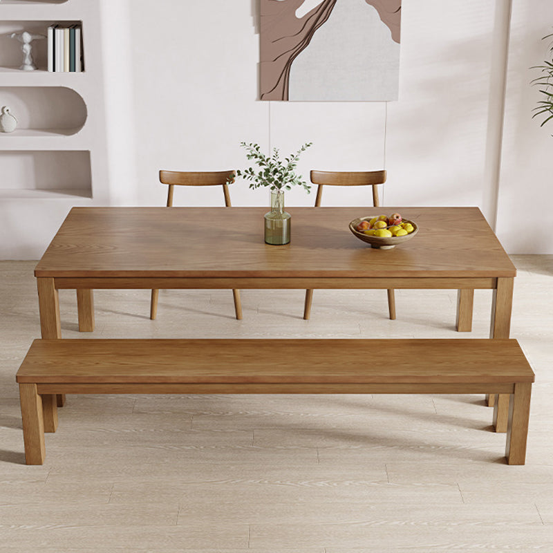 Simplicity Dinette Table Solid Wood Rectangle Dinner Table in Brown 86.6"L x 39.4"W x 29.5"H Without Chairs Clearhalo 'Dining Tables & Seating' 'Dining Tables' 'dining_table' 'furn' 'furn_dining_table' 'Furniture' 'Kitchen & Dining Furniture' 6853033