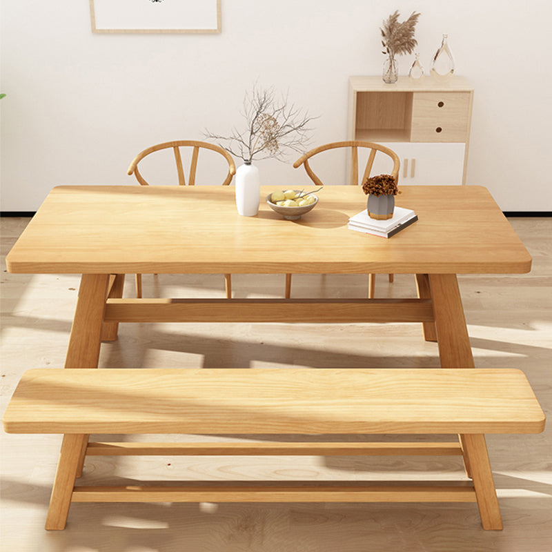 Table de salle à manger de style simplicité Table de dîner rectangulaire en bois massif en naturel