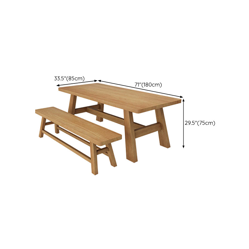 Table de salle à manger de style simplicité Table de dîner rectangulaire en bois massif en naturel