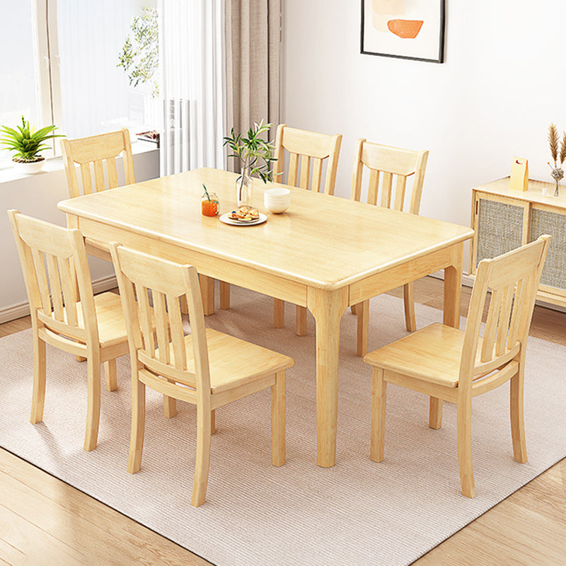 Table de salle à manger de Style simple, Table de dîner rectangulaire en bois massif pour la cuisine