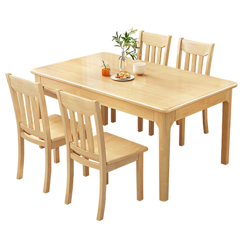 Table de salle à manger de Style simple, Table de dîner rectangulaire en bois massif pour la cuisine