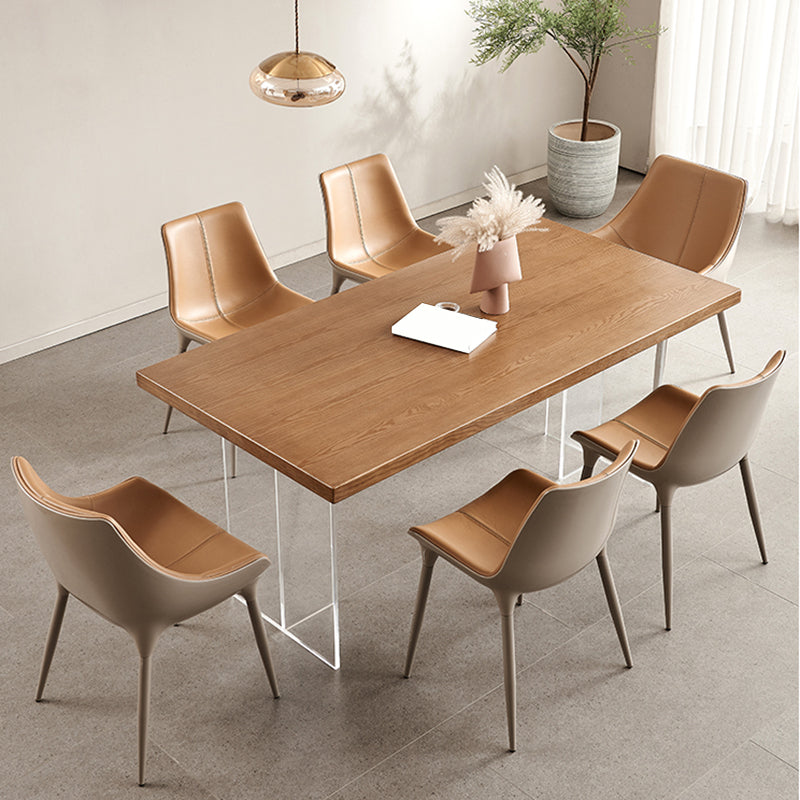 Simplicity Dinette Table Rectangle Solid Wood Dinner Table in Brown 63"L x 35.4"W x 29.5"H Without Chairs Clearhalo 'Dining Tables & Seating' 'Dining Tables' 'dining_table' 'furn' 'furn_dining_table' 'Furniture' 'Kitchen & Dining Furniture' 6853107
