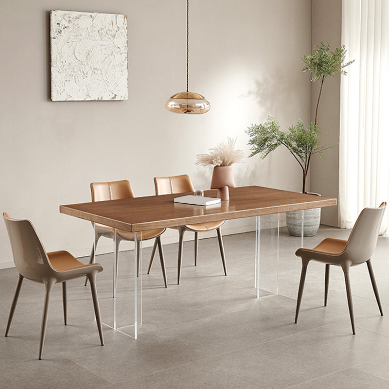 Simplicity Dinette Table Rectangle Solid Wood Dinner Table in Brown 55.1"L x 31.5"W x 29.5"H Without Chairs Clearhalo 'Dining Tables & Seating' 'Dining Tables' 'dining_table' 'furn' 'furn_dining_table' 'Furniture' 'Kitchen & Dining Furniture' 6853108