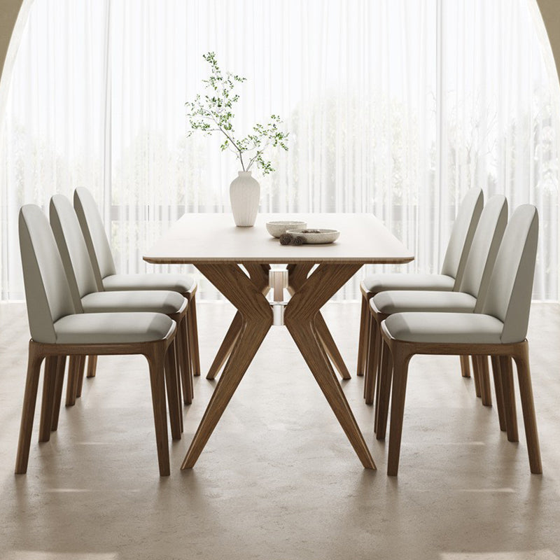 Simplicity Style Dinette Table Rectangle Stone Dinner Table in White 55.1"L x 31.5"W x 29.5"H Without Chairs Clearhalo 'Dining Tables & Seating' 'Dining Tables' 'dining_table' 'furn' 'furn_dining_table' 'Furniture' 'Kitchen & Dining Furniture' 6853134