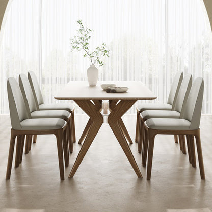 Simplicity Style Dinette Table Rectangle Stone Dinner Table in White 55.1"L x 31.5"W x 29.5"H Without Chairs Clearhalo 'Dining Tables & Seating' 'Dining Tables' 'dining_table' 'furn' 'furn_dining_table' 'Furniture' 'Kitchen & Dining Furniture' 6853134