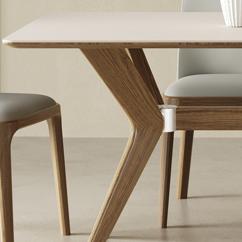 Simplicity Style Dinette Table Rectangle Stone Dinner Table in White Clearhalo 'Dining Tables & Seating' 'Dining Tables' 'dining_table' 'furn' 'furn_dining_table' 'Furniture' 'Kitchen & Dining Furniture' 6853138