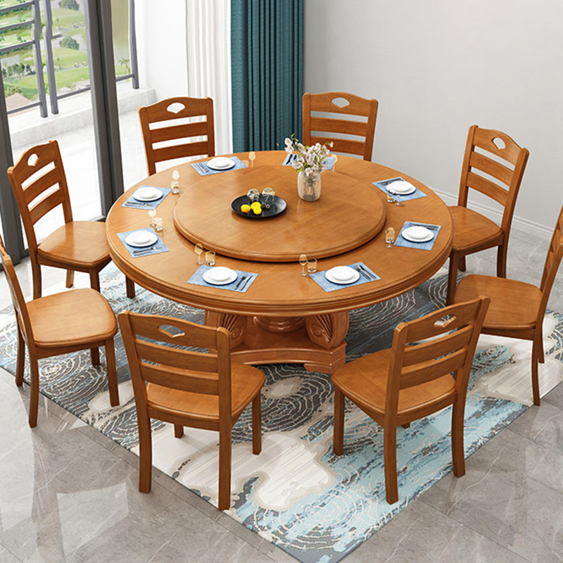 Solid Wood Dining Table Traditional Round Dining Table for Kitchen