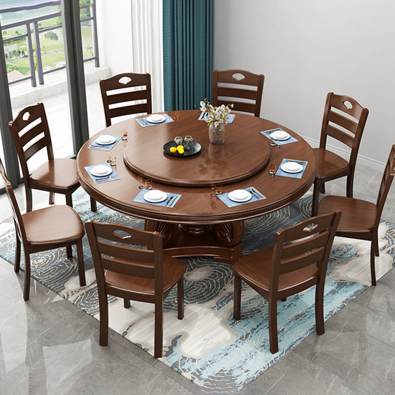Solid Wood Dining Table Traditional Round Dining Table for Kitchen