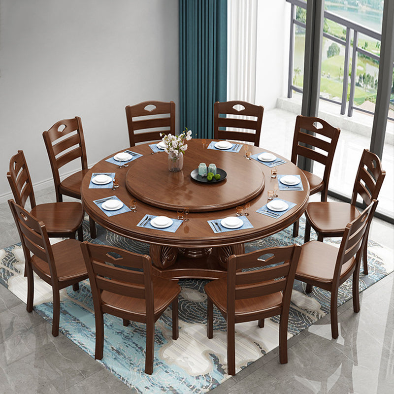Solid Wood Dining Table Traditional Round Dining Table for Kitchen