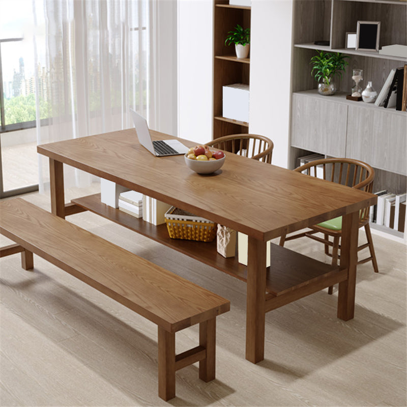 Simplicity Dinette Table Solid Wood Rectangle Dining Room Table in Brown 78.7"L x 35.4"W x 29.5"H Without Chairs Clearhalo 'Dining Tables & Seating' 'Dining Tables' 'dining_table' 'furn' 'furn_dining_table' 'Furniture' 'Kitchen & Dining Furniture' 6853210
