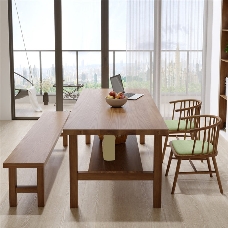 Simplicity Dinette Table Solid Wood Rectangle Dining Room Table in Brown 55.1"L x 29.5"W x 29.5"H Without Chairs Clearhalo 'Dining Tables & Seating' 'Dining Tables' 'dining_table' 'furn' 'furn_dining_table' 'Furniture' 'Kitchen & Dining Furniture' 6853211