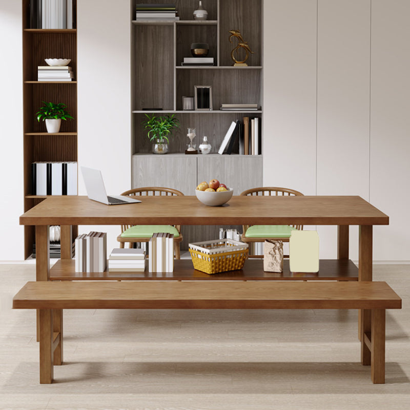 Simplicity Dinette Table Solid Wood Rectangle Dining Room Table in Brown 70.9"L x 31.5"W x 29.5"H Without Chairs Clearhalo 'Dining Tables & Seating' 'Dining Tables' 'dining_table' 'furn' 'furn_dining_table' 'Furniture' 'Kitchen & Dining Furniture' 6853212