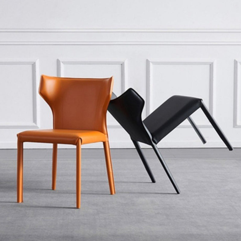 Silla de comedor de cuero de estilo moderno silla sin brazo