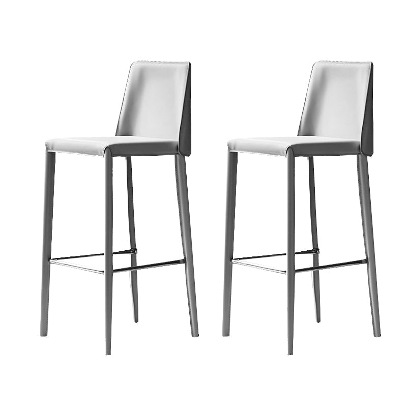 Modern Bar Stool Leather Backrest Counter Stool for Living Room Light Gray 2 Piece Set Counter Stool(26"H) Clearhalo 'Bar Furniture' 'Bar Stools' 'bar_stools' 'furn' 'furn_bar_stools' 'Furniture' 'Kitchen & Dining Furniture' 6853340