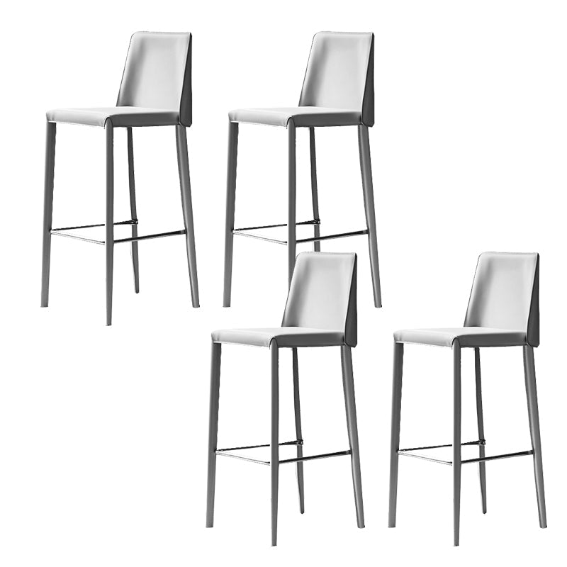 Modern Bar Stool Leather Backrest Counter Stool for Living Room Light Gray 4 Piece Set Counter Stool(26"H) Clearhalo 'Bar Furniture' 'Bar Stools' 'bar_stools' 'furn' 'furn_bar_stools' 'Furniture' 'Kitchen & Dining Furniture' 6853342