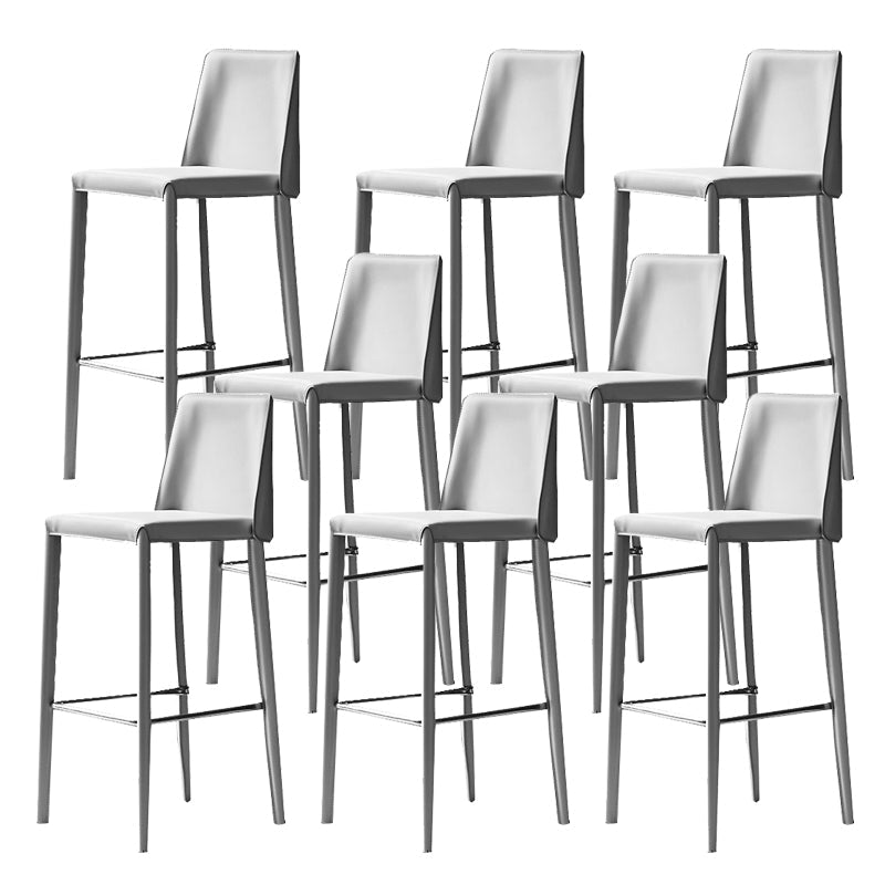 Modern Bar Stool Leather Backrest Counter Stool for Living Room Light Gray 8 Piece Set Counter Stool(26"H) Clearhalo 'Bar Furniture' 'Bar Stools' 'bar_stools' 'furn' 'furn_bar_stools' 'Furniture' 'Kitchen & Dining Furniture' 6853346