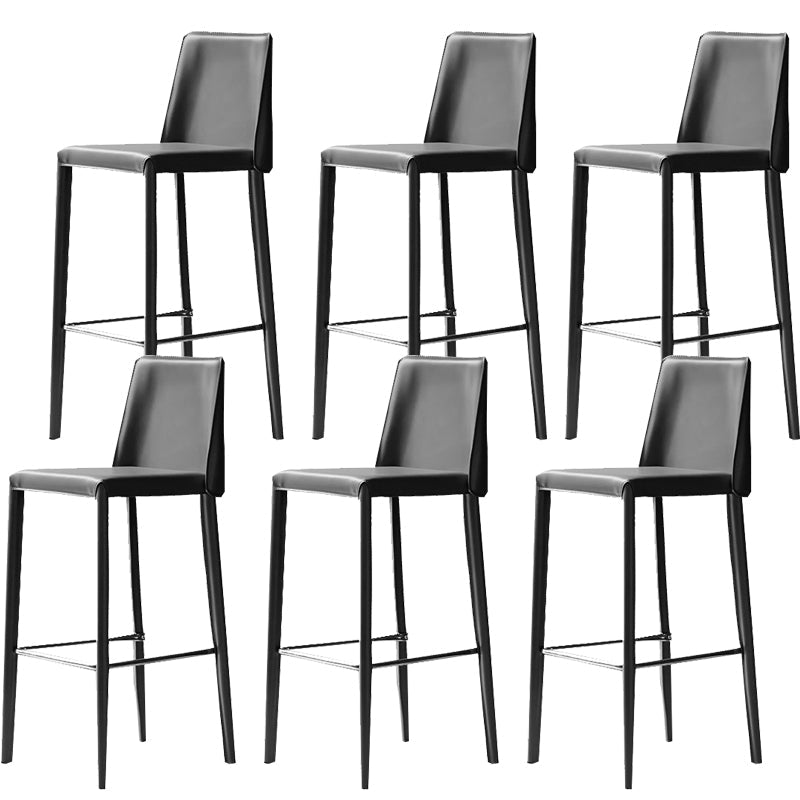 Modern Bar Stool Leather Backrest Counter Stool for Living Room Dark Gray 6 Piece Set Counter Stool(26"H) Clearhalo 'Bar Furniture' 'Bar Stools' 'bar_stools' 'furn' 'furn_bar_stools' 'Furniture' 'Kitchen & Dining Furniture' 6853353