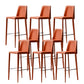 Modern Bar Stool Leather Backrest Counter Stool for Living Room Orange 8 Piece Set Counter Stool(26"H) Clearhalo 'Bar Furniture' 'Bar Stools' 'bar_stools' 'furn' 'furn_bar_stools' 'Furniture' 'Kitchen & Dining Furniture' 6853365