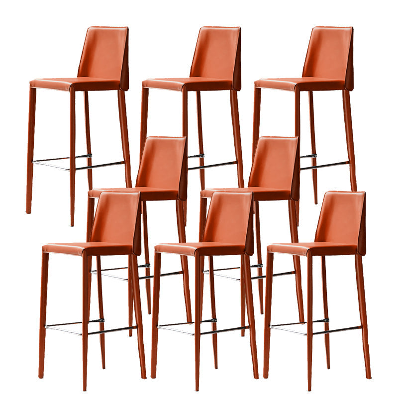 Modern Bar Stool Leather Backrest Counter Stool for Living Room Orange 8 Piece Set Counter Stool(26"H) Clearhalo 'Bar Furniture' 'Bar Stools' 'bar_stools' 'furn' 'furn_bar_stools' 'Furniture' 'Kitchen & Dining Furniture' 6853365