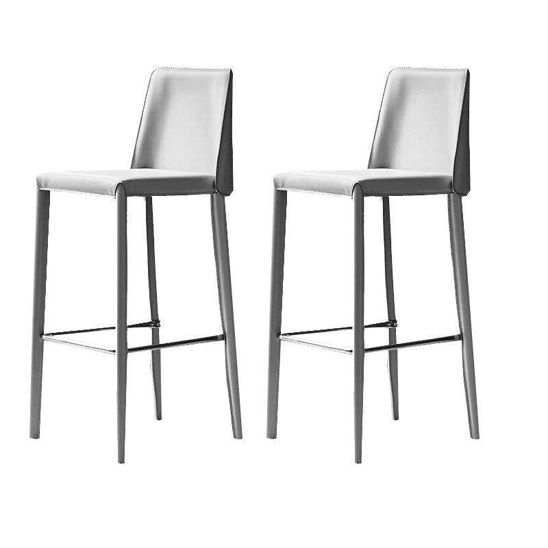 Modern Bar Stool Leather Backrest Counter Stool for Living Room Light Gray 2 Piece Set Bar Stool(30"H) Clearhalo 'Bar Furniture' 'Bar Stools' 'bar_stools' 'furn' 'furn_bar_stools' 'Furniture' 'Kitchen & Dining Furniture' 6853369