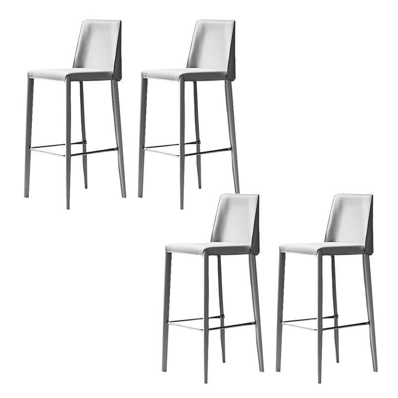 Modern Bar Stool Leather Backrest Counter Stool for Living Room Light Gray 4 Piece Set Bar Stool(30"H) Clearhalo 'Bar Furniture' 'Bar Stools' 'bar_stools' 'furn' 'furn_bar_stools' 'Furniture' 'Kitchen & Dining Furniture' 6853370