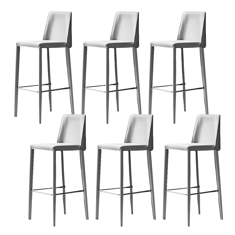 Modern Bar Stool Leather Backrest Counter Stool for Living Room Light Gray 6 Piece Set Bar Stool(30"H) Clearhalo 'Bar Furniture' 'Bar Stools' 'bar_stools' 'furn' 'furn_bar_stools' 'Furniture' 'Kitchen & Dining Furniture' 6853371