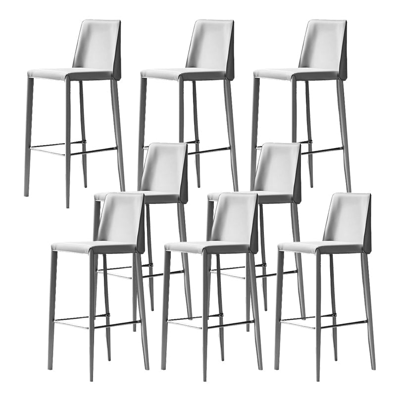 Modern Bar Stool Leather Backrest Counter Stool for Living Room Light Gray 8 Piece Set Bar Stool(30"H) Clearhalo 'Bar Furniture' 'Bar Stools' 'bar_stools' 'furn' 'furn_bar_stools' 'Furniture' 'Kitchen & Dining Furniture' 6853372