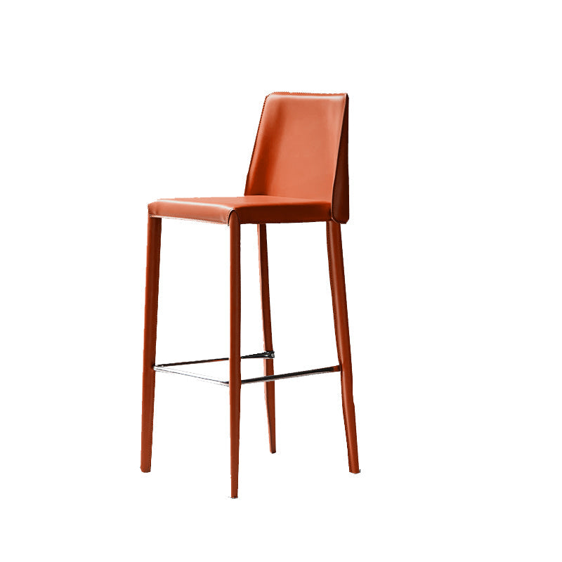 Modern Bar Stool Leather Backrest Counter Stool for Living Room Orange 1 Piece Bar Stool(30"H) Clearhalo 'Bar Furniture' 'Bar Stools' 'bar_stools' 'furn' 'furn_bar_stools' 'Furniture' 'Kitchen & Dining Furniture' 6853378