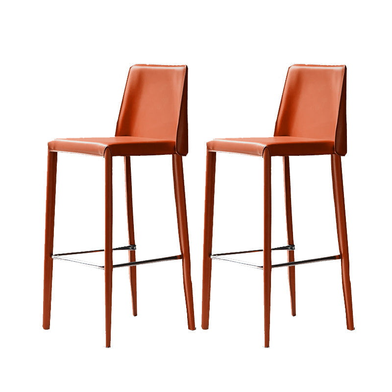 Modern Bar Stool Leather Backrest Counter Stool for Living Room Orange 2 Piece Set Bar Stool(30"H) Clearhalo 'Bar Furniture' 'Bar Stools' 'bar_stools' 'furn' 'furn_bar_stools' 'Furniture' 'Kitchen & Dining Furniture' 6853379