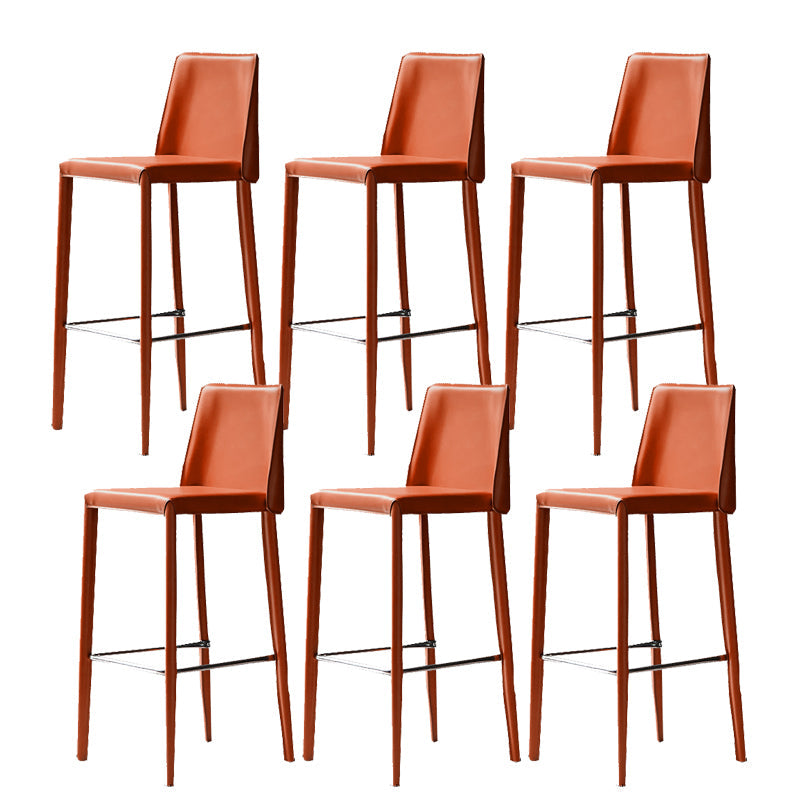 Modern Bar Stool Leather Backrest Counter Stool for Living Room Orange 6 Piece Set Bar Stool(30"H) Clearhalo 'Bar Furniture' 'Bar Stools' 'bar_stools' 'furn' 'furn_bar_stools' 'Furniture' 'Kitchen & Dining Furniture' 6853381
