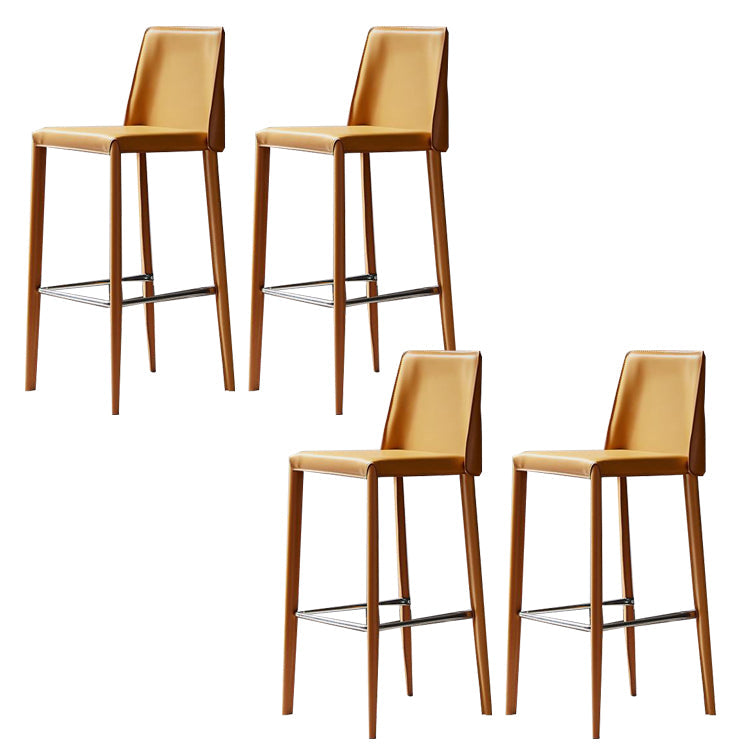 Modern Bar Stool Leather Backrest Counter Stool for Living Room Yellow 4 Piece Set Clearhalo 'Bar Furniture' 'Bar Stools' 'bar_stools' 'furn' 'furn_bar_stools' 'Furniture' 'Kitchen & Dining Furniture' 6853384