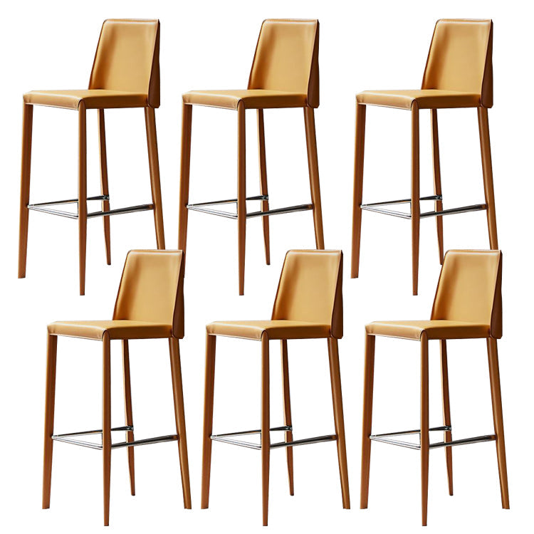 Modern Bar Stool Leather Backrest Counter Stool for Living Room Yellow 6 Piece Set Clearhalo 'Bar Furniture' 'Bar Stools' 'bar_stools' 'furn' 'furn_bar_stools' 'Furniture' 'Kitchen & Dining Furniture' 6853385