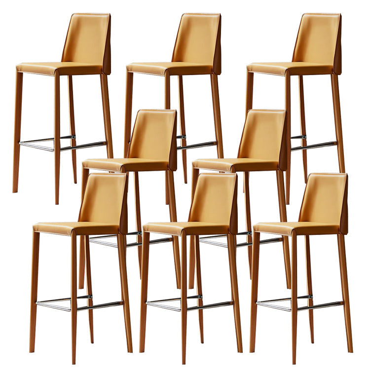 Modern Bar Stool Leather Backrest Counter Stool for Living Room Yellow 8 Piece Set Clearhalo 'Bar Furniture' 'Bar Stools' 'bar_stools' 'furn' 'furn_bar_stools' 'Furniture' 'Kitchen & Dining Furniture' 6853386