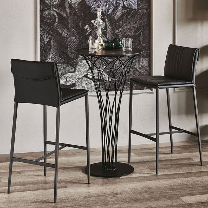 Moderne stijl lage rug bar stool pu lederen aanrechtbar kruk met metalen benen