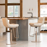 Glam Style Armless Counter Stool Leather Saddle Seat Bar Stool for Indoor